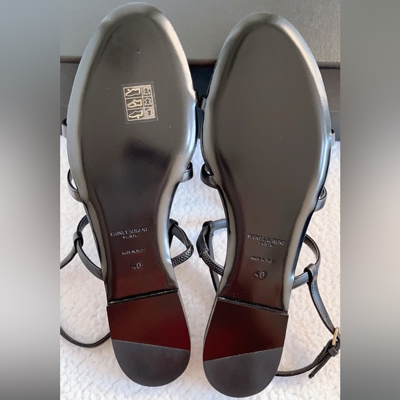 Saint Laurent Cassandra  YSL Logo Calfskin Flat Sandals - Picture 13 of 16